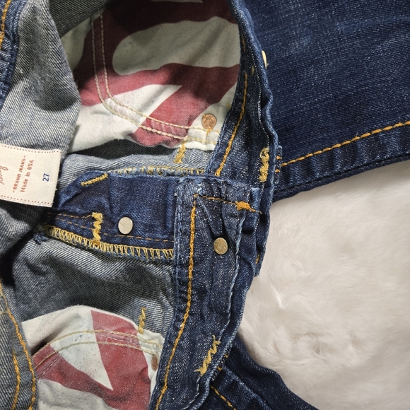 True Religion Vintage Women's Dark Blue Jeans with Suspenders Buttons Size 27 - Picture 5 of 16